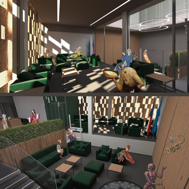 &nbsp; Layered interior fostering dialogue, transparency, and institutional identity.