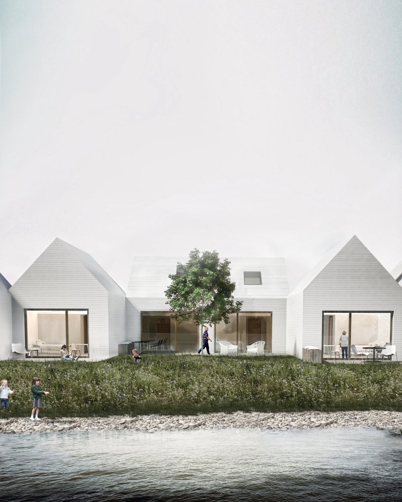 Waterfront residential units designed with domestic scale and openness to nature.
