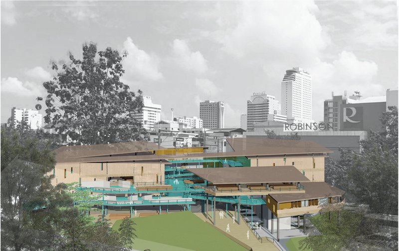 Multicultural public hub in Hat Yai reconnects communities through elevated walkways, open terraces, and layered cultural spaces.