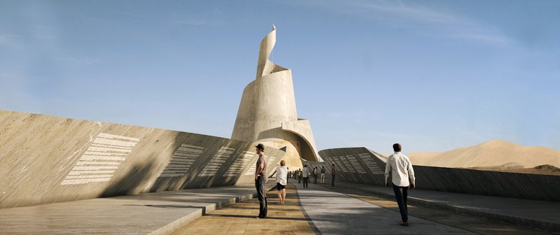 Open courtyard space blending architecture with desert context