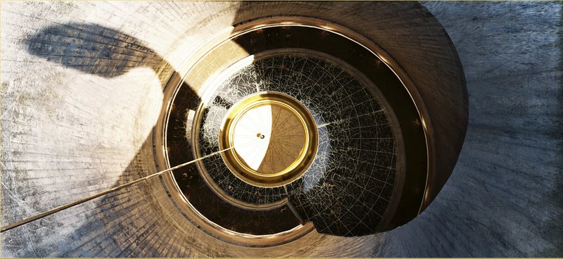 Foucault pendulum casting time through light and shadow