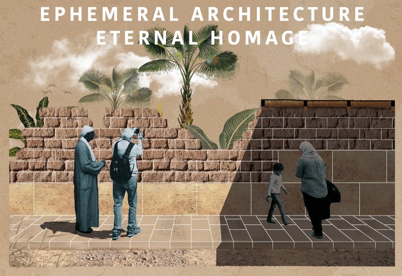 Ephemeral walls frame a sensory journey, where erosion and time shape the experience.