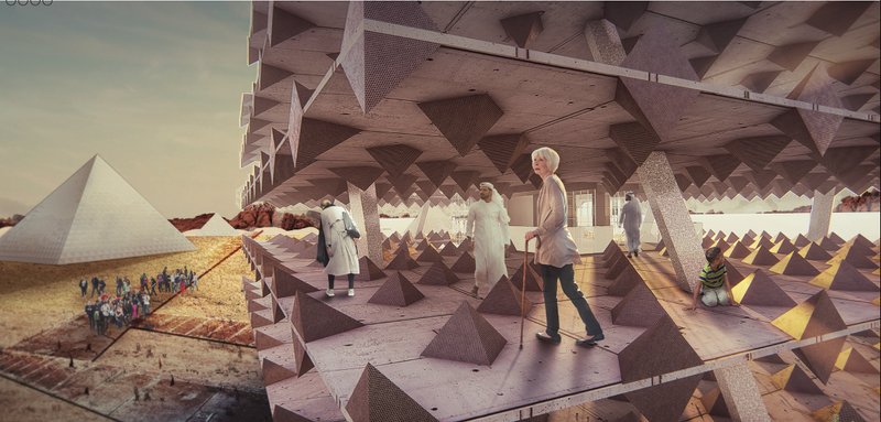 Visitors navigate the tower’s layered structure as species units transition from life to memory.