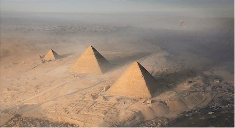 Pyramids of Giza contextualizing the Panic Pillar within a landscape of permanence and collapse