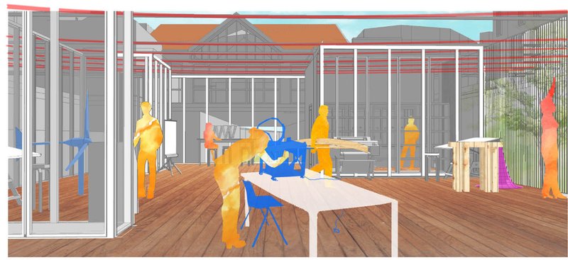 &nbsp; Concept evolution illustrating the suspended intervention above historic railway infrastructure.