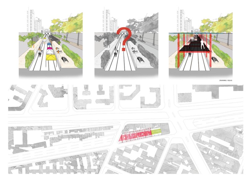 &nbsp; Urban plan highlighting the project’s integration within the existing Parisian fabric and railway corridor.