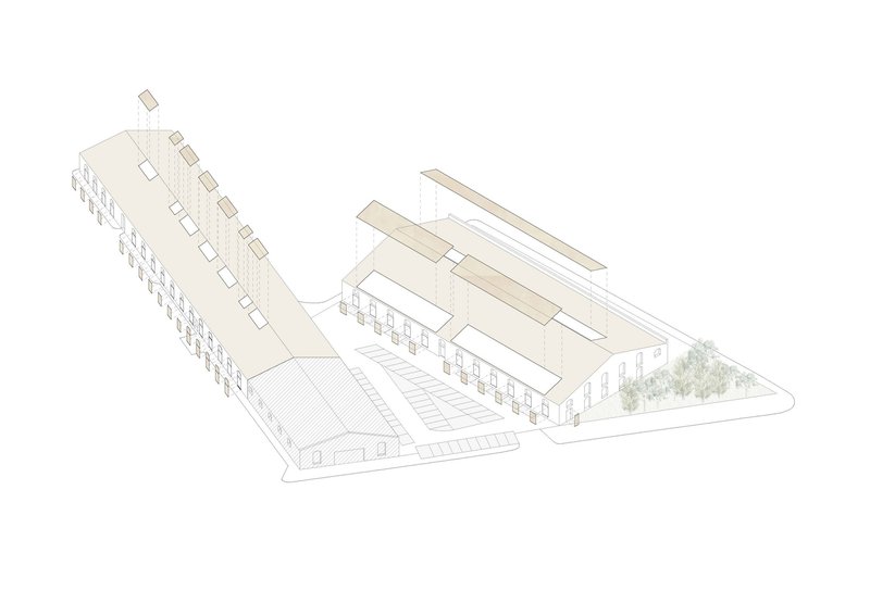 Axonometric drawing of the existing bodega state