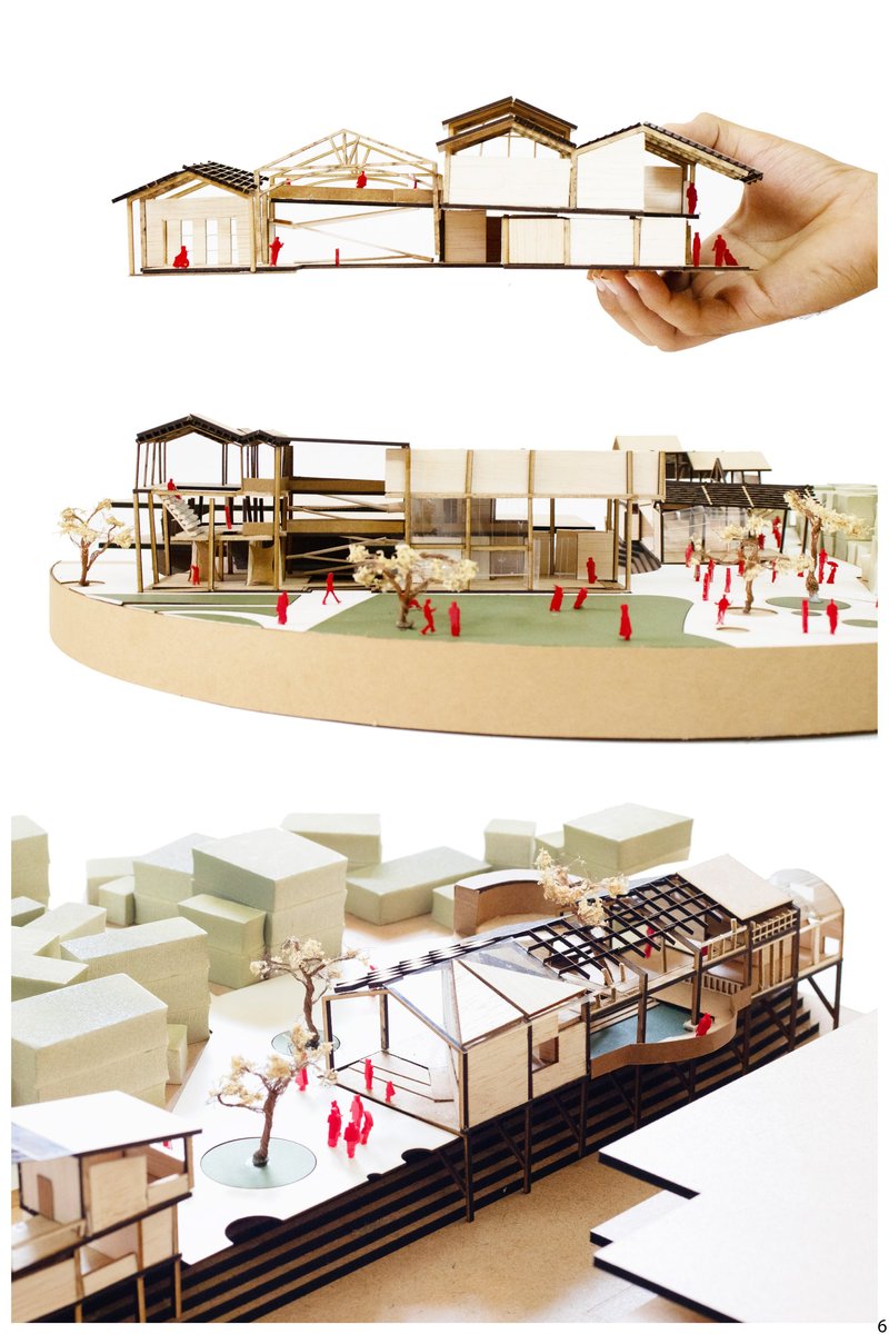 Physical model highlighting modular construction and layered spatial organization of the interface architecture
