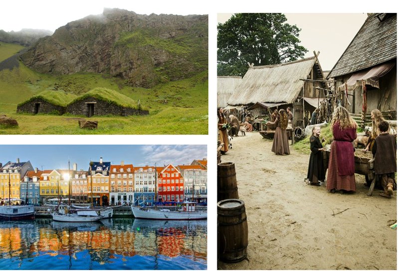 Visual references of Viking architecture and Copenhagen’s waterfront that inspired the bridge’s landscape form and cultural identity.