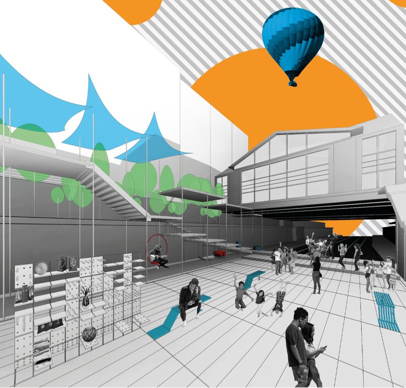 Flexible marketplace and leisure zones activate everyday community interactions