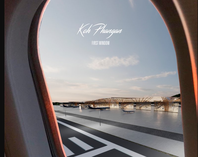 Passenger perspective framing the terminal as a contextual, landscape-responsive airport experience.