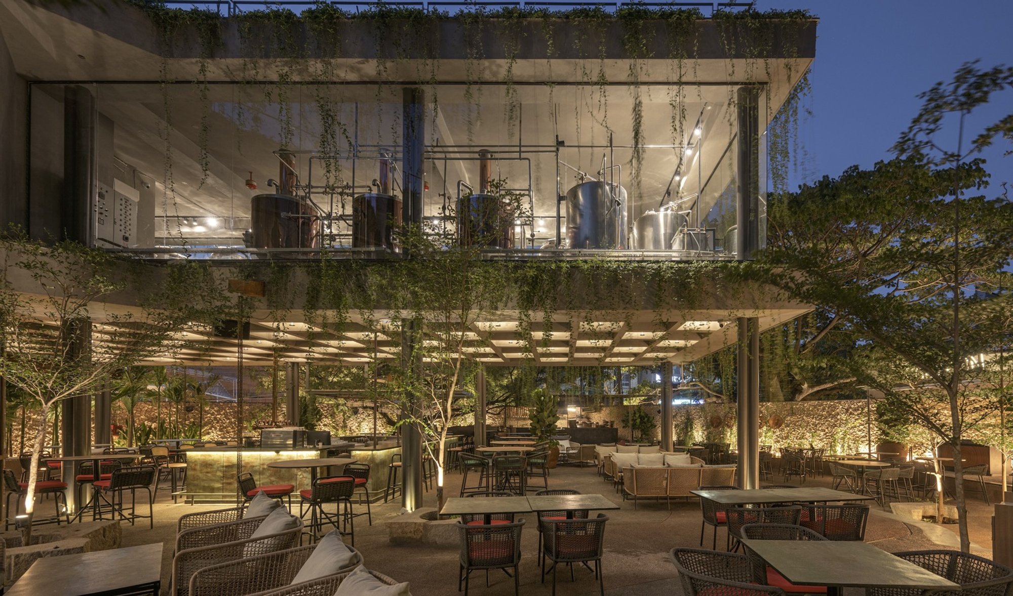 23 Degrees Design Shift Builds a Brewery That Floats Above the Trees in Hyderabad