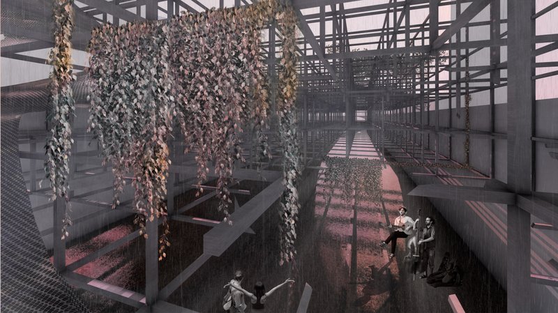 Multi-level circulation and organic insertions transform the rigid grid into a dynamic social and cultural corridor.
