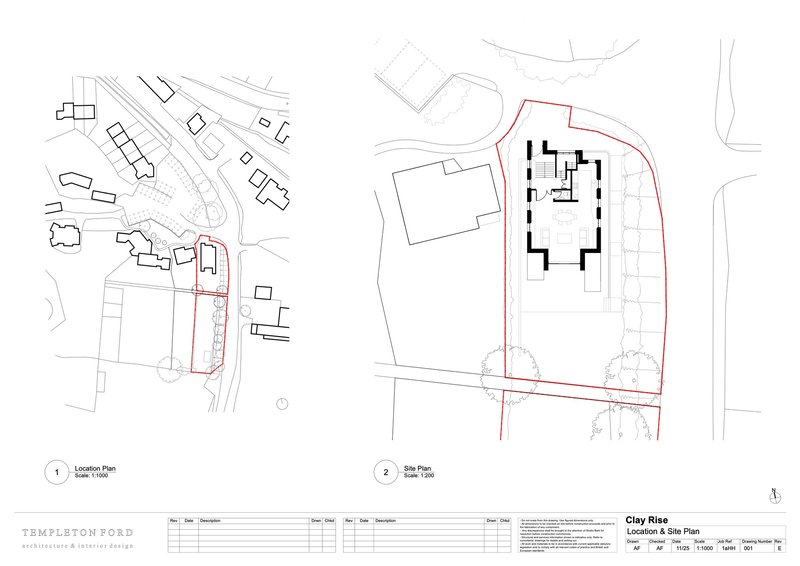 Location plan and site plan drawings showing the building footprint within surrounding context