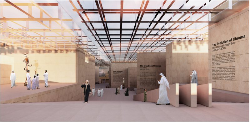 Central gathering space translating film history into immersive public experience