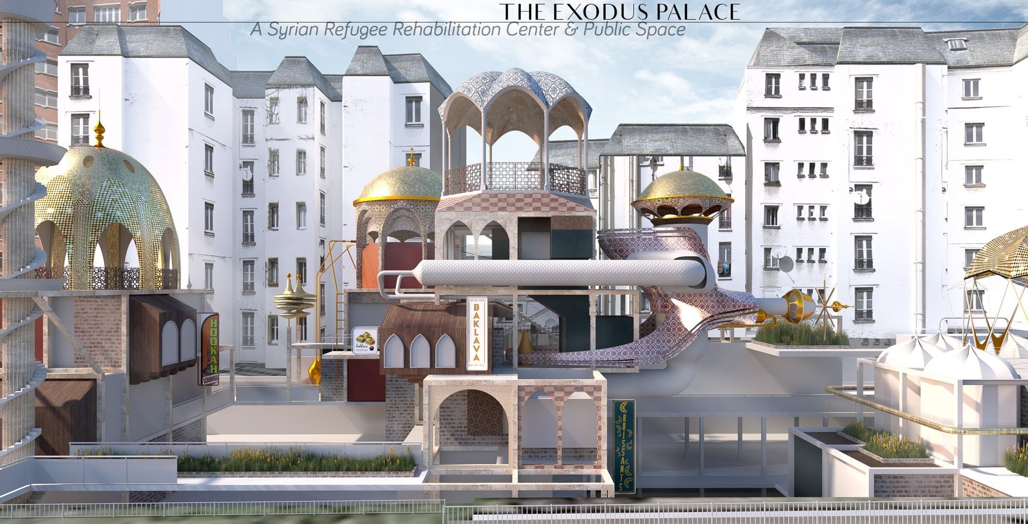 Adaptive Reuse Architecture for Social Integration: Exodus Palace by Tolga Hazan