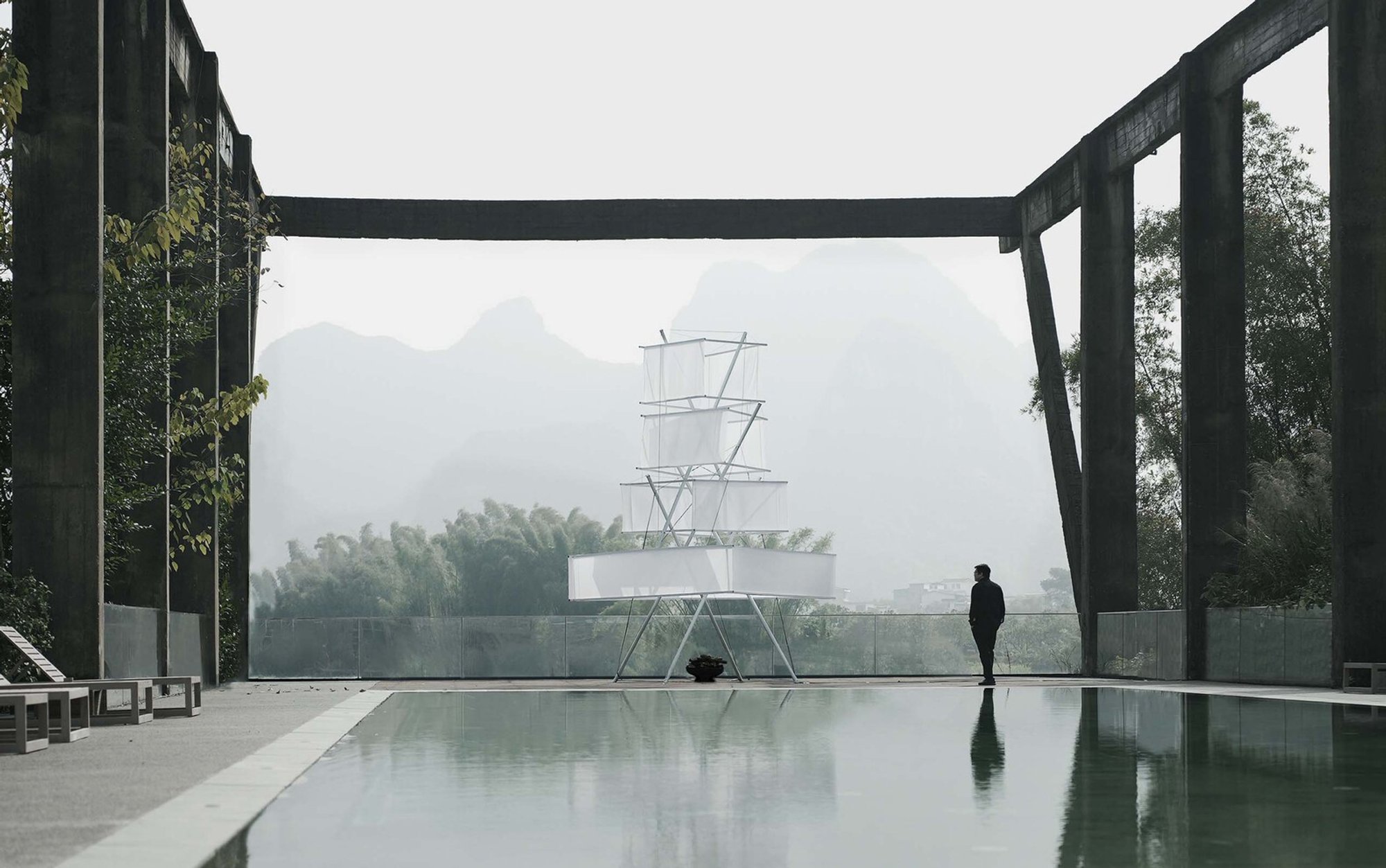 Fire Pit Tower 2022 by Atelier Guo: A Tensegrity Installation Rooted in Ritual and Landscape