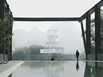Fire Pit Tower 2022 by Atelier Guo: A Tensegrity Installation Rooted in Ritual and Landscape