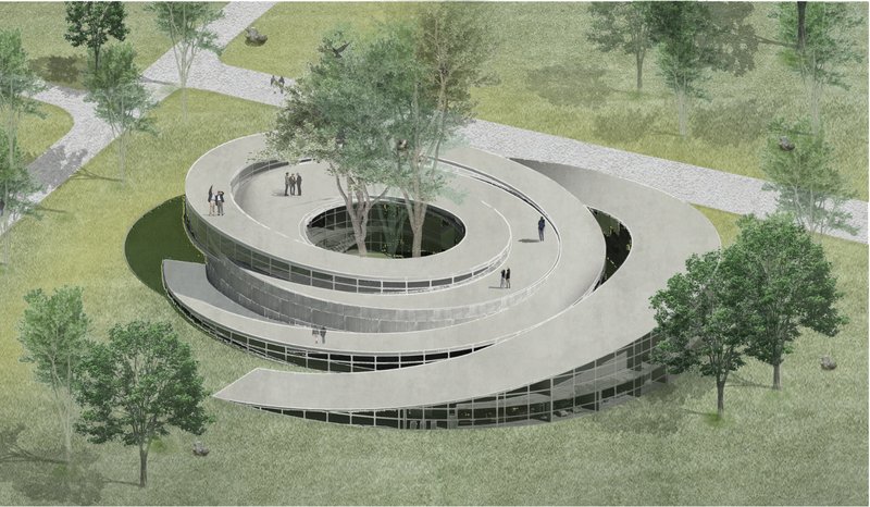 Spiral habitat form integrating architecture with a protected koala ecosystem.