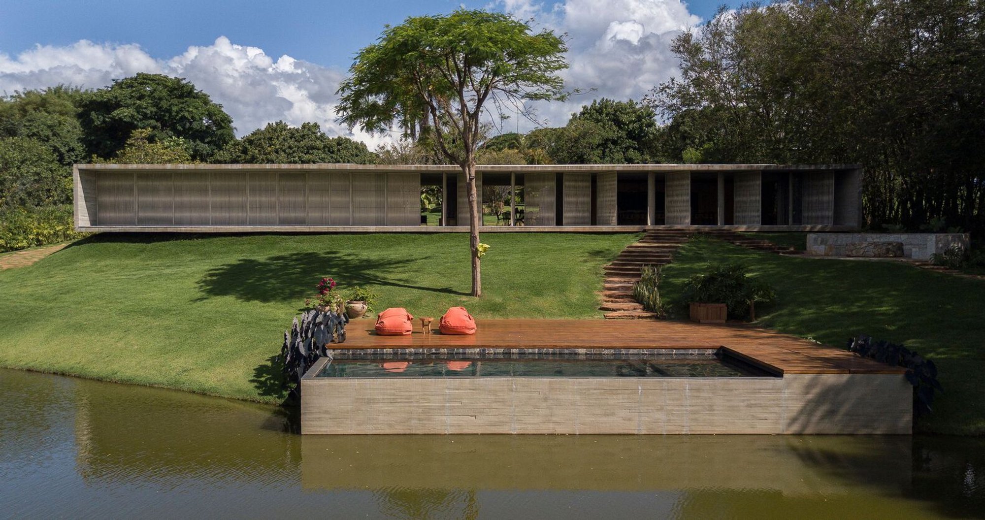 Lake House by mf+arquitetos: Elegant Modern Living Amid Nature