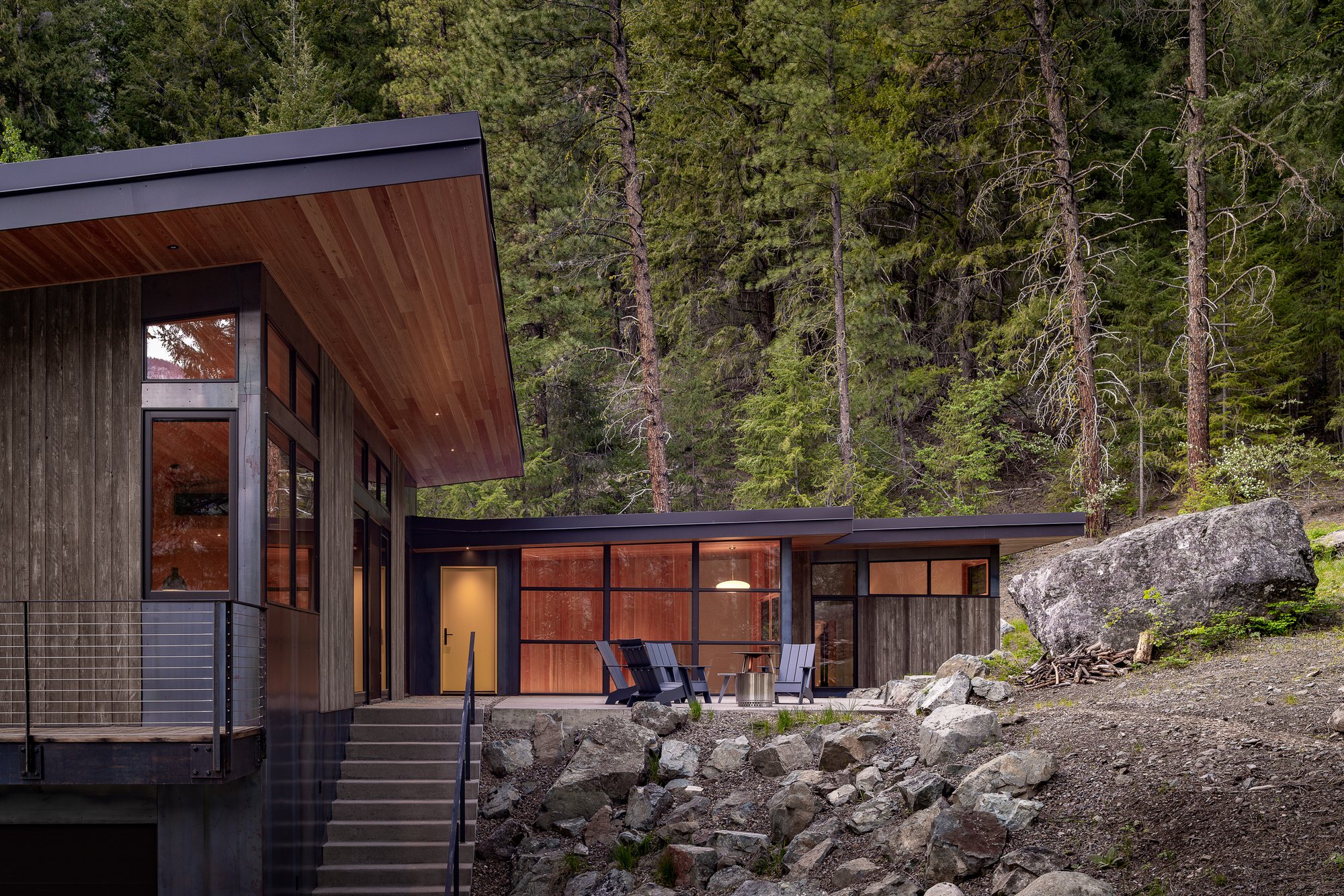 Prentiss Balance Wickline Architects Wrap a Family Home Around a Boulder in the Cascades