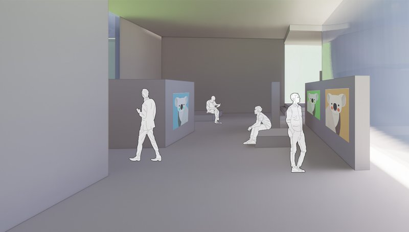 Exhibition space designed for awareness, education, and passive engagement with wildlife.