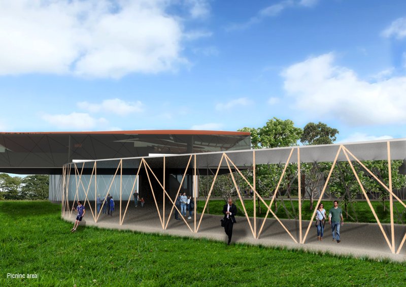 Picnic and public interaction space under a lightweight structural canopy