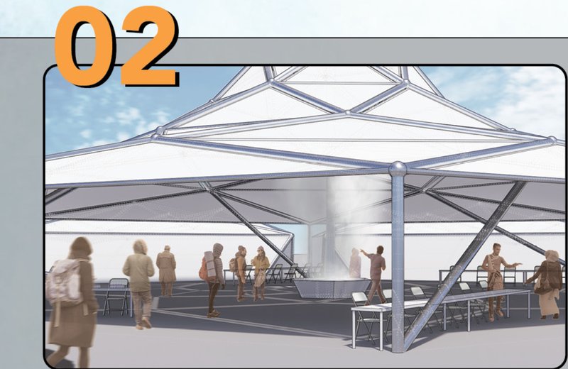 Community module acts as a central gathering space, fostering interaction, rest, and shared experiences.