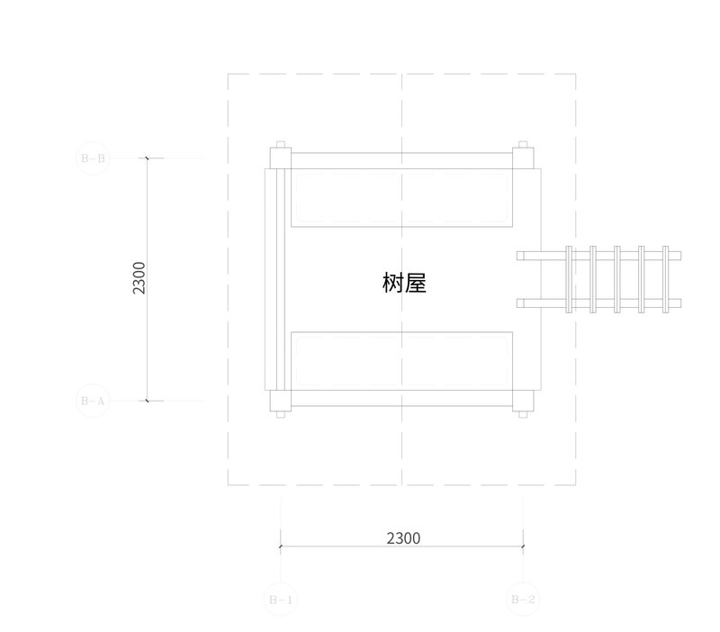 Plan drawing of a small pavilion with central courtyard and surrounding structural columns
