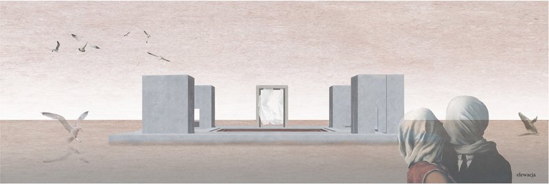 A minimal sensory architecture composition emerging from a water landscape, framing a journey of perception and stillness.