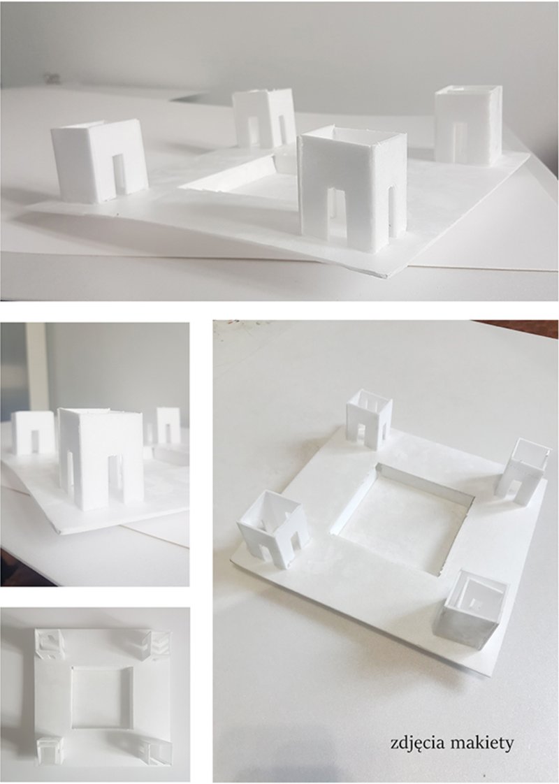 Monolithic volumes arranged around a central void, expressing clarity, balance, and spatial hierarchy.