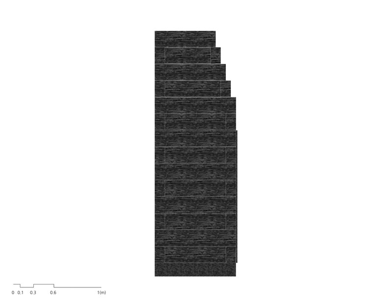 Floor plan drawing showing a stepped tower form tapering toward the top with setbacks