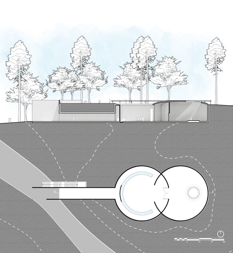 A subterranean chapel uses earth as insulation, guiding visitors through a sequence from light to introspection.