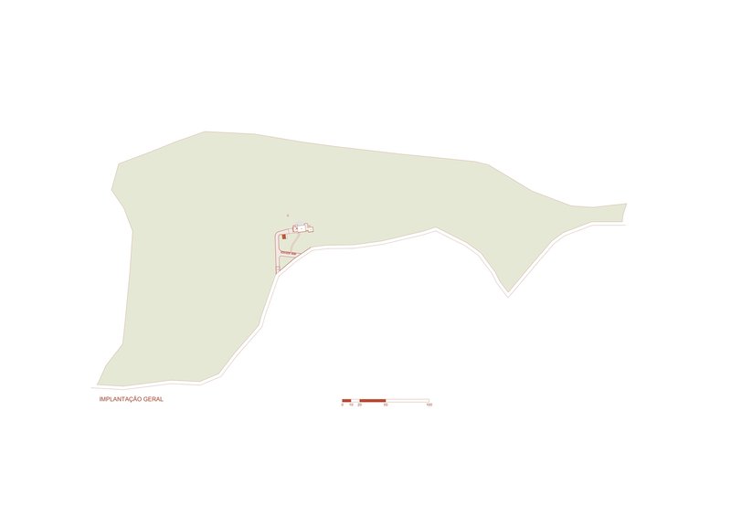 Site plan drawing showing the building footprint positioned within an irregularly shaped lot boundary
