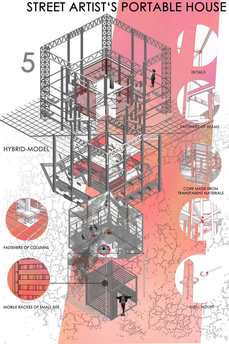 Hybrid portable structure integrates performance, exhibition, and mobility in one adaptable frame.