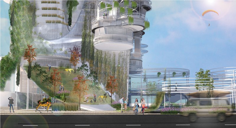 Elevated gardens, suspended pathways, and vertical greenery blur the boundaries between architecture and nature.