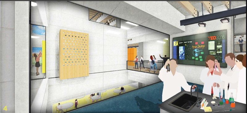 Flexible learning environments integrate technology, experimentation, and collaboration within a contemporary educational architecture framework.