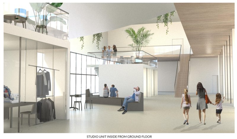 Studio unit designed for collaborative making, learning, and garment transformation within a circular fashion ecosystem.