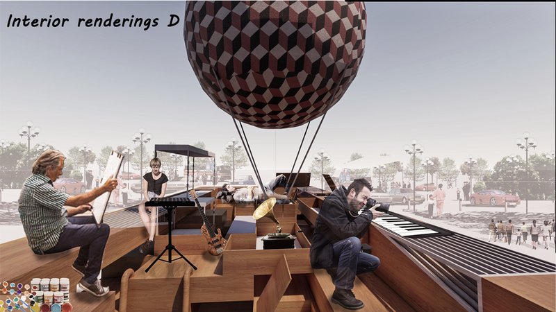 Open-air upper deck integrates performance with the surrounding urban landscape.