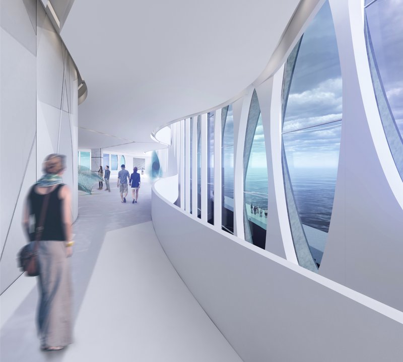 Fluid interior circulation with panoramic sea views