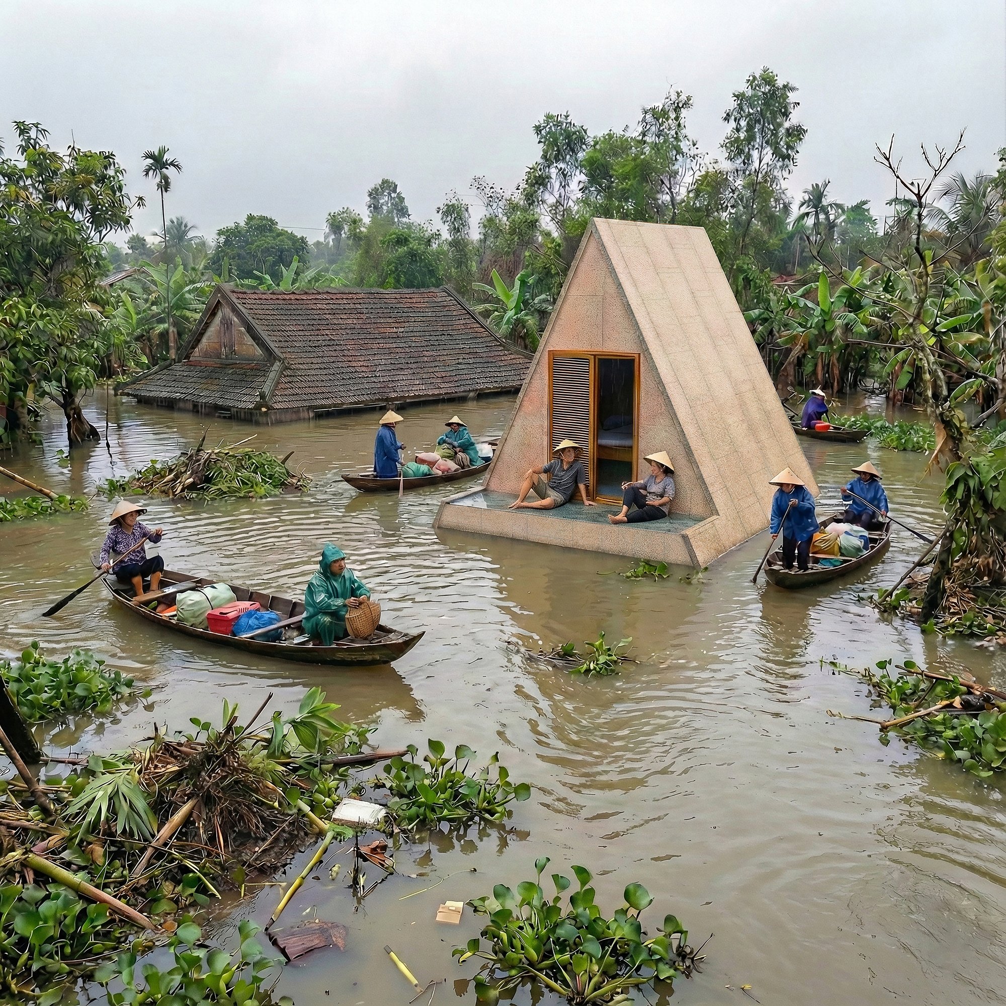 CTA | Creative Architects Designs Triangular Floating Shelters for Vietnam's Flood-Ravaged Communities