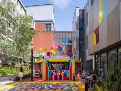 Morag Myerscough Fills a Sheffield Hospital Courtyard with Color, Wood, and Joy