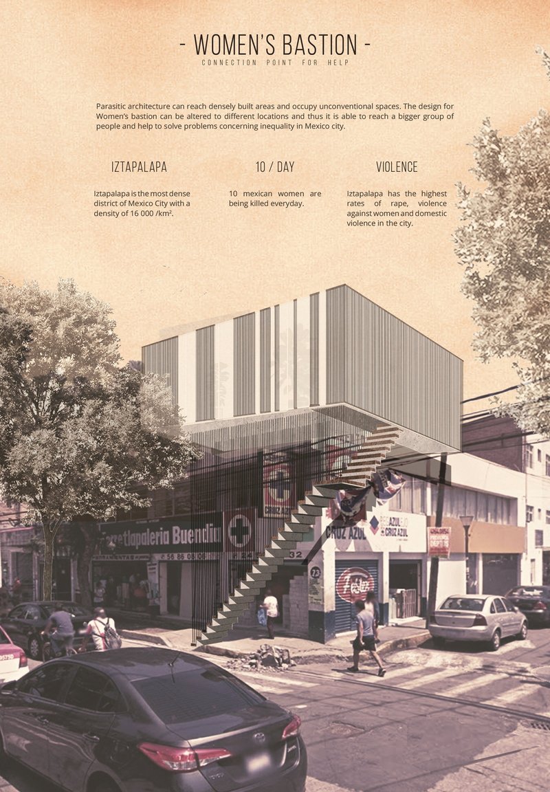 Women’s Bastion: Parasitic Architecture Creating Safe Urban Spaces for Women in Mexico City