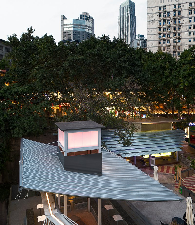 RY+P Architects Perch Two Tea Pavilions on a Chongqing Rooftop Above the Yangtze