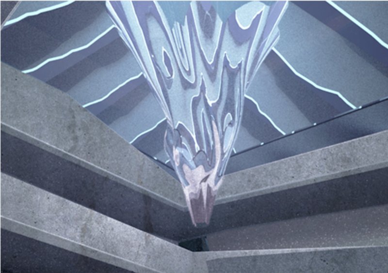 Melting core expressed through cascading forms and refracted light