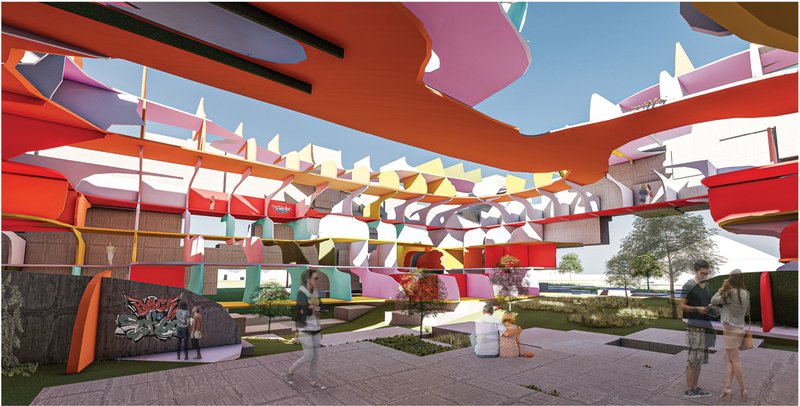 SWITCH redefines future school design through colorful modular spaces that evolve with student participation and collective activity.