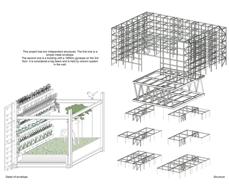 Structural system and envelope design enabling a modular, nature-integrated urban insert.