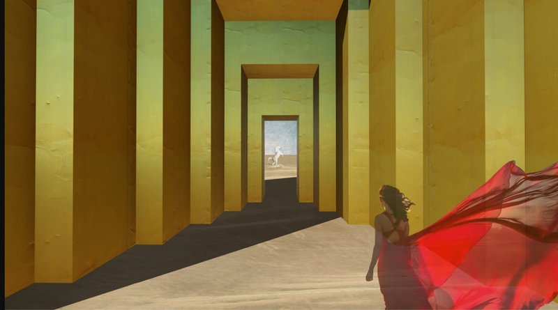 The interior passage compresses progressively, translating rising global temperatures into a spatial experience of urgency and limitation.