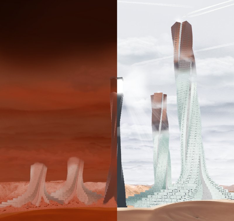 Conceptual visualization showing the transition from environmental collapse to a resilient, sustainable future.