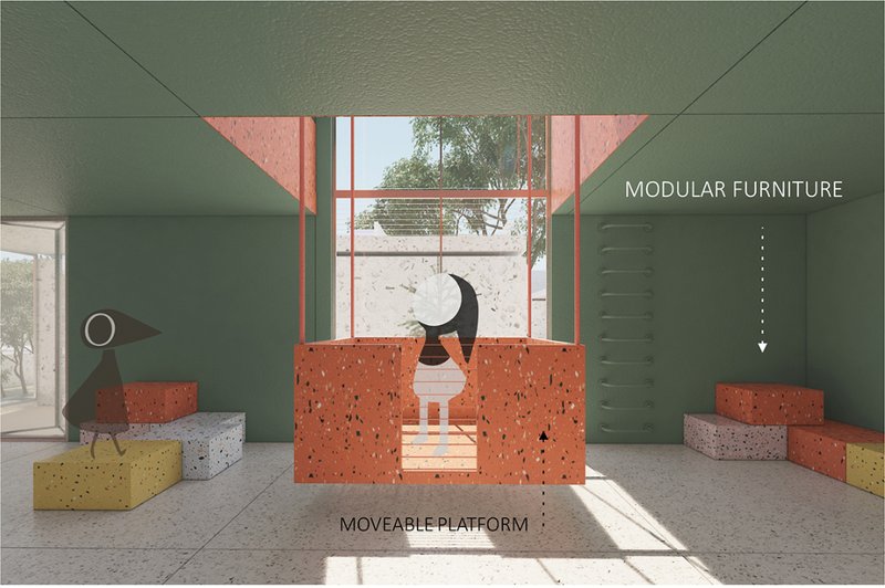 Moveable platforms enable dynamic interaction and flexible learning environments.